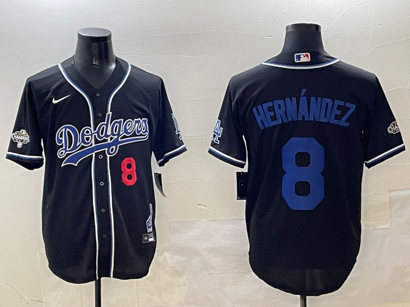 Men Los Angeles Dodgers 8 Hernandez Black Fashion Game 2025 Nike MLB Jersey style 3066